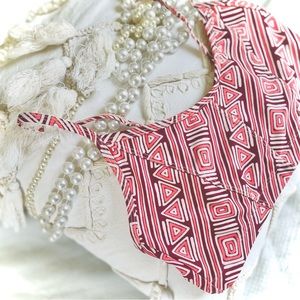MOTT50 | S | x Margherita Missoni Maroon Gabbie Italian Athletic Bikini Top NWT